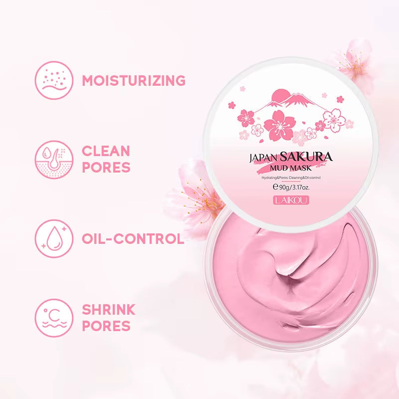 Sakura Glow Volcanic Mud Mask – Deep Pore Detox & Blackhead Remover (90g)