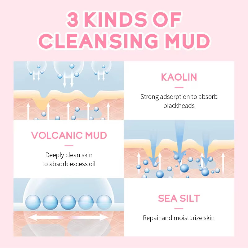 Sakura Glow Volcanic Mud Mask – Deep Pore Detox & Blackhead Remover (90g)